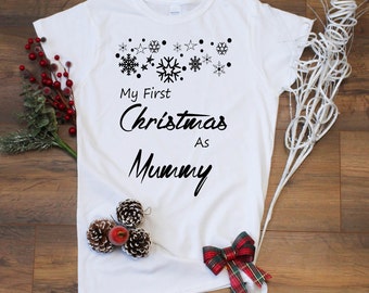 Personalised T-Shirt, Family Christmas T-Shirt, Personalised Christmas T-Shirt, Festive T-Shirt, First Christmas as Mummy, Custom T-Shirt