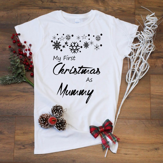 Personalised T-Shirt, Family Christmas T-Shirt, Personalised Christmas T-Shirt, Festive T-Shirt, First Christmas as Mummy, Custom T-Shirt