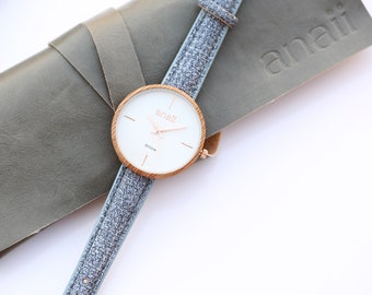 Engraved Watch, Ladies Watch, Personalised Watch, Christmas Gift, Christmas Gift For Her, Mothers Day Gift, Blue Strap Watch