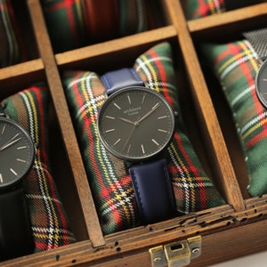 Men's Personalized Watch, Leather Strap Watch, Black Personalized Watch, Minimalist Men's Watch, Engraved Men's Watch, Gift For Him