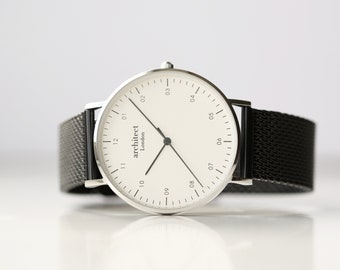 Men's Personalized Watch, Black Strap Watch, White Personalized Watch, Minimalist Men's Watch, Engraved Men's Watch, Gift For Him