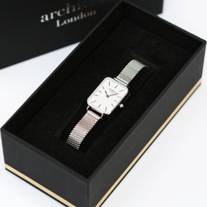 Ladies Personalized Watch, Silver Mesh Strap Watch, Minimalist Ladies Watch, Engraved Ladies Watch, Gift For Her, Christams Gift For Her