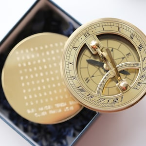 Word Search Personalised Brass Sundial Compass , Personalised Sundial Compass, Groomsmen Gift, Husband Gift, Gif For Travelers, Gift For Him