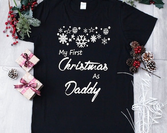 Personalised T-Shirt, Family Christmas T-Shirt, Personalised Christmas T-Shirt, Festive T-Shirt, First Christmas as Daddy, Custom T-Shirt