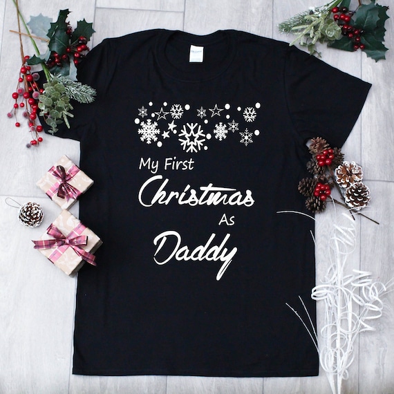 Personalised T-Shirt, Family Christmas T-Shirt, Personalised Christmas T-Shirt, Festive T-Shirt, First Christmas as Daddy, Custom T-Shirt