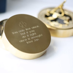 Personalised Sundial Compass, Engraved Compass, Groomsmen Gift, Husband Gift, Gift For Traveler