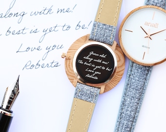 Handwriting Engraving Anaii Watch - Lake Blue, Engraved Watch, Ladies Watch, Personalised Watch, Christmas Gift, Blue Strap Watch