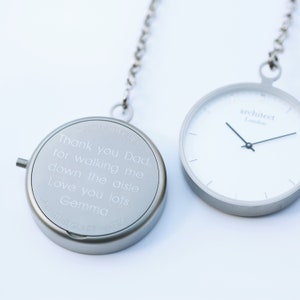 Modern Pocket Watch Silver , Modern Font Engraving , Personalised Pocket Watch, Groomsmen Personalised Watch, Christmas Gift For Him,