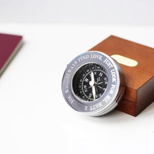 Compass Personalised With Timber Box, Silver Chrome Compass, Engraved Compass, Travelers Gift, Compass Gift, Custom Compass