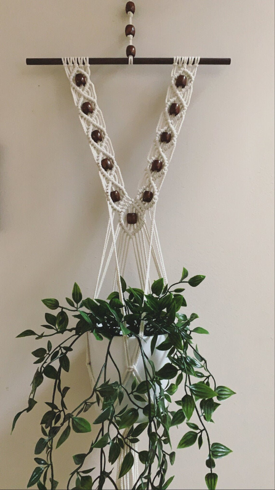 Beaded Macrame Plant Hanger. Beaded Plant Wall Hanging Etsy