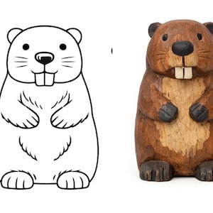 Anfänger Beaver Holzschnitzmuster, Waldtier Pfeifen Vorlage, druckbare PDF-Datei