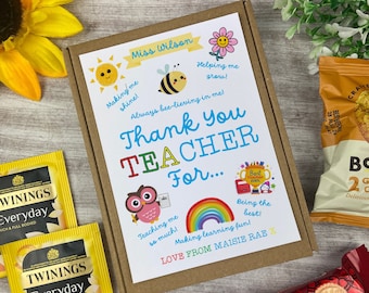 Personalised Teacher Thank You Tea and Biscuits Gift, Teacher Thank You Gift, Teacher Gift, End Of Term, Great TEAcher! Teacher Appreciation