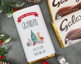 Merry Christmas Grandad- Personalised Chocolate Bar, Christmas Chocolate Bar, Christmas Gift, Christmas Treat, Personalised Gift for Grandad