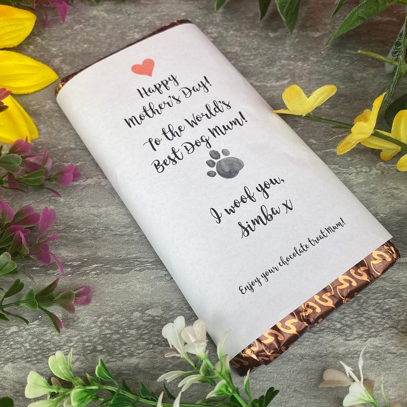 Best Dog Mum Mothers Day Personalised Chocolate Bar image 5