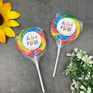 Personalised Good Luck On Your First Day In School  Rainbow Lollipop, Back To School, First Day At School, Gift For Daughter, Son,