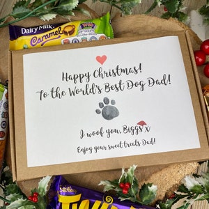 Merry Christmas Personalised Dog Mum/Dad Chocolate Box, Personalised Chocolate Box, Gift From The Dog, Dog Mum, Dog Dad, Chocolate Hamper