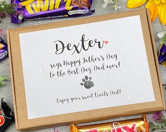 Personalised Dog Dad Chocolate Hamper, Father's Day Treat Box
