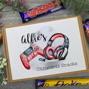 Snacks de juegos navideños personalizados, regalo de buzón, caja de chocolates navideños, caja de dulces navideños, regalo para niños, amantes de los juegos,