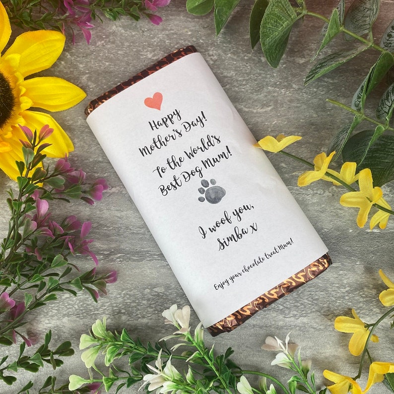 Best Dog Mum Mothers Day Personalised Chocolate Bar image 4