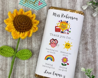 Thank You Teacher Gift, Teacher Chocolate Bar, Personalised Gift, Teacher Appreciation Gift, Best Teacher Gift, End Of Term Gift, Thank You