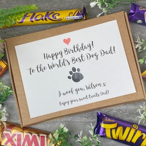 Happy Birthday Dog Dad / Mum, Personalised Chocolate Box, Birthday Gift From The Dog, Dog Mum, Dog Dad, Chocolate Hamper