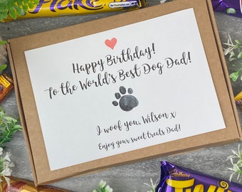 Happy Birthday Dog Dad / Mum, Personalised Chocolate Box, Birthday Gift From The Dog, Dog Mum, Dog Dad, Chocolate Hamper