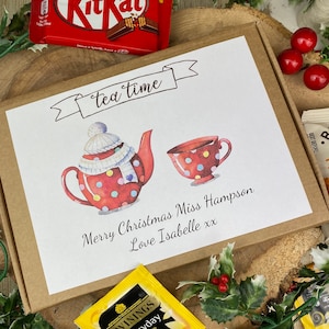 Teacher Christmas Tea & Biscuit Box, Tea Box, Tea Gifts, Tea Hamper, Biscuits, Gifts for Teacher, Personalised Online Gift