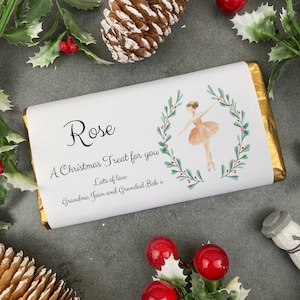 Personalised Nutcracker Ballerina Christmas Chocolate Bar, Christmas Gift, Christmas Treat, Personalised Gift, Stocking Filler For Teens