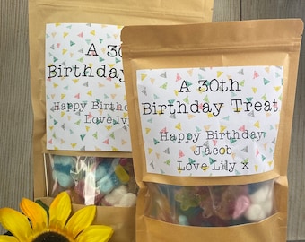 Birthday 1kg Mega Vegan Sweet Pouch, 30th Birthday, Gift for friend, Pick and Mix, Candy Bag, Gift For him, Personalised, Vegan Gift,