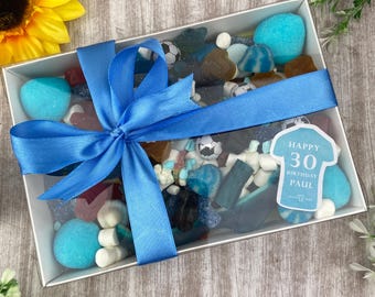 Happy Birthday Blue Sweet Box | Football Themed Sweet Gift | Personalised Sweet Box |  Birthday Gift Idea | Custom Gift for Him | Treat Box