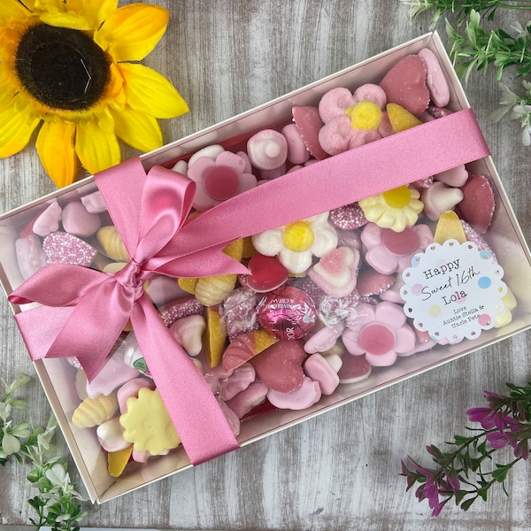 Sweet Sixteen Gift, Gift For Sweet 16, Personalised Birthday Gift, Luxury Sweet Box, Gift for Friend, Niece,  Daughter, Gift For Her,
