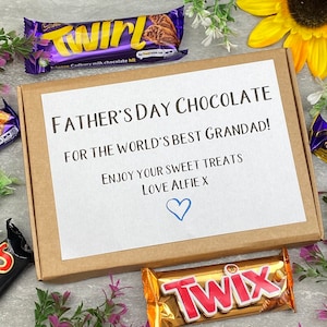 Chocolate para el Día del Padre, El mejor abuelo del mundo, Regalo para papá, Regalo para el abuelo, Cesta de chocolate, De los nietos, Regalo para él, Caja de dulces