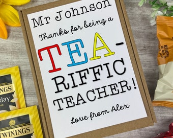 Personalised Teacher Thank You Gift, Teacher Thank You Tea and Biscuits Gift, Teacher Gift, End Of Term, Great TEAcher! Teacher Appreciation