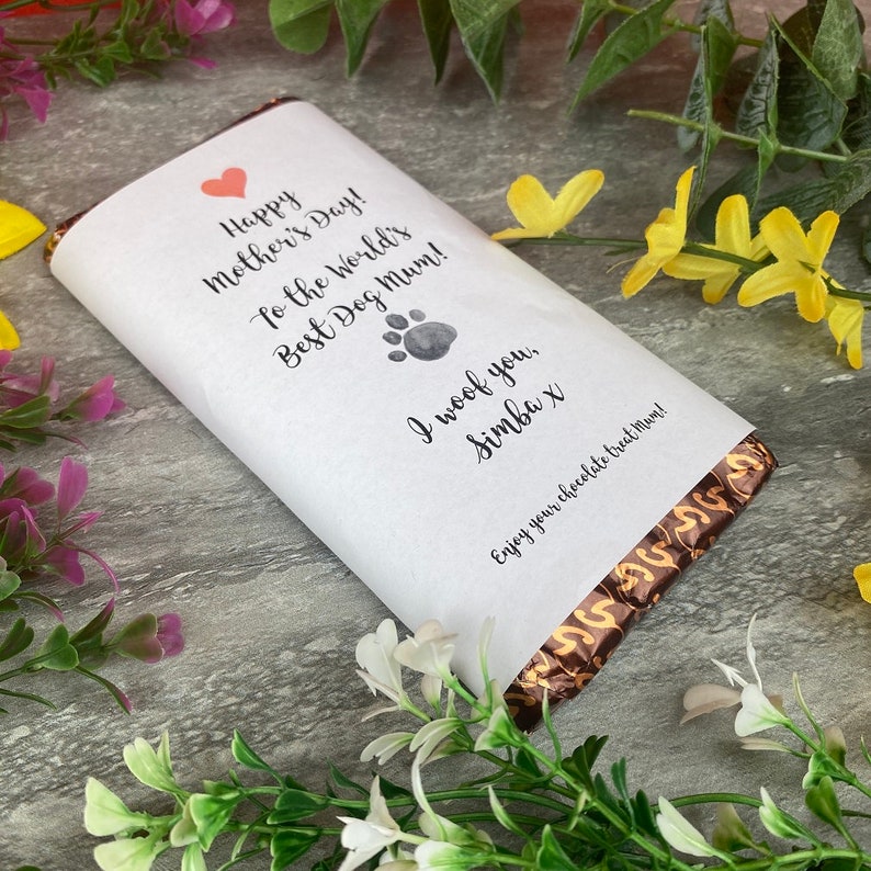 Best Dog Mum Mothers Day Personalised Chocolate Bar image 3