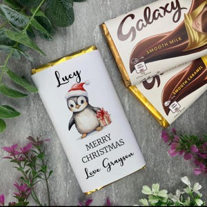 Barra de chocolate navideña personalizada, regalo de Navidad para niños, relleno de medias navideñas, barra de chocolate navideña, golosina de chocolate, regalo para adolescentes
