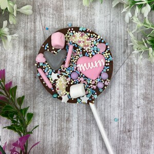 Mother's Day Chocolate Lollipop, Belgian Chocolate Lolly, Mum's Chocolate Gift, Gift For Mum, Mother's Day Personalised Chocolate Lollipop image 1