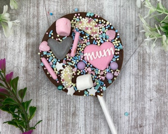 Mother's Day Chocolate Lollipop, Belgian Chocolate Lolly, Mum's Chocolate Gift, Gift For Mum, Mother's Day Personalised Chocolate Lollipop