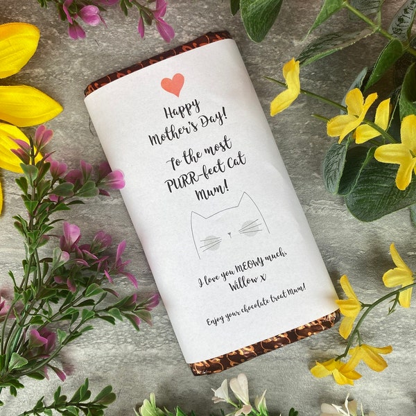 Purrfect Cat Mum Mothers Day Chocolate Bar, Mothers Day Gift From The Cat, Cat Mum, Mothers day chocolate, Cat lover gift