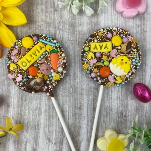 Personalised Easter Lollipop, Easter Gifts, Belgian Chocolate Lolly, Gift For Easter, Gift For Kids, Chocolate Lollipop, Personalised Gift
