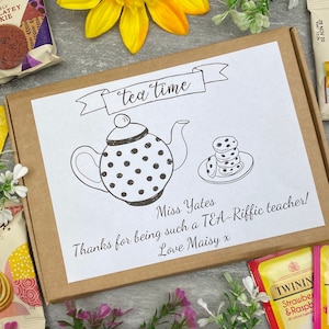 TEA-Riffic Teacher Tea and Biscuit Box, Teacher Gift, Teacher Gift Box, Tea Box, Tea Gifts, Tea Hamper, Biscuits, Thank You Gift Teacher