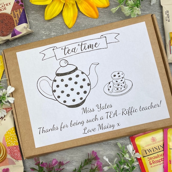 Tea Riffic Teacher Tea And Biscuit Box Teacher Gift Teacher Etsy
