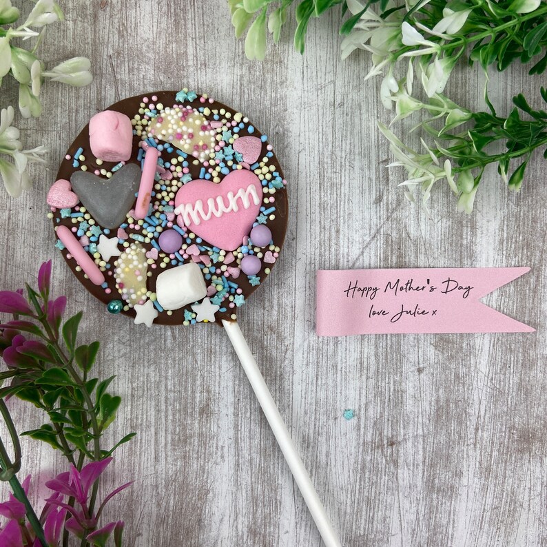 Mother's Day Chocolate Lollipop, Belgian Chocolate Lolly, Mum's Chocolate Gift, Gift For Mum, Mother's Day Personalised Chocolate Lollipop image 7