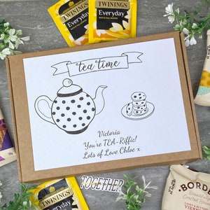 You&#39;re TEA-Riffic Personalised Tea and Biscuit Box, Tea Box, Tea Gifts, Tea Hamper, Biscuits, Online Gifts, Gift for a Friend, Gift for Her