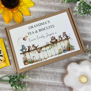 Grandma&#39;s Tea And Biscuits, Mother&#39;s Day Tea & Biscuit Box, Tea Box, Gift For Grandma, Birthday Gift, Personalised Gift, Afternoon Tea Party