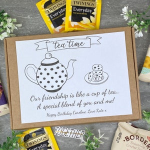 Friendship Tea and Biscuit Box, Tea Box, Tea Gifts, Tea Hamper, Biscuits, Birthday Gifts for Her, Gift for Friend, Personalised Online Gift