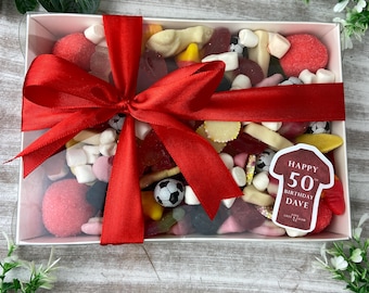 Happy Birthday Red Sweet Box | Football Themed Sweet Gift | Personalised Sweet Box |  Birthday Gift Idea | Custom Gift for Him | Treat Box