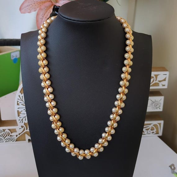 Napier Pearl Necklace Gold plated Chain Elegant Classic Jewelry Wedding Party