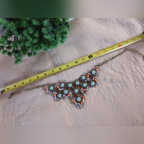 Statement Bib Necklace Multicolored Rhinestones M… - image 3