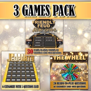 New Years Games Bundle Family Feud New Years Eve Jeopardy Wheel New Years Team Building adults teens New Years Trivia New Years Eve Games