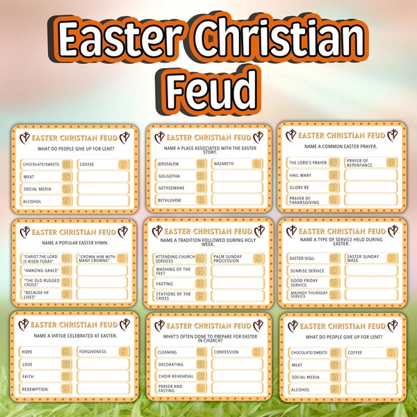 Christian Easter Feud Game Printable, Family Game Easter Feud Game Religious Adults Family EasterTrivia Family Reunion Group Activity Easter